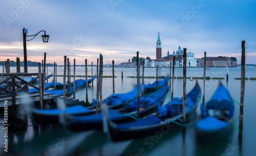 Venice, Italy - Gondolas moored on the lagoon