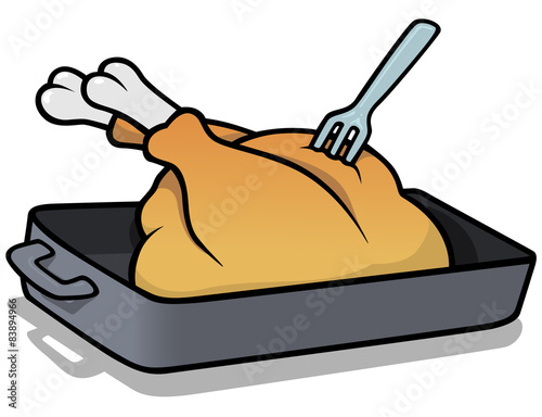 Roast Turkey - Cartoon Illustration, Vector