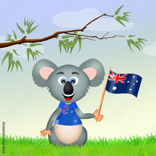 Fototapeta Naklejka Na Ścianę i Meble -  koala with Australian flag