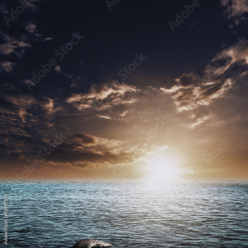 Beauty sunset on the sea, abstract natural landscape