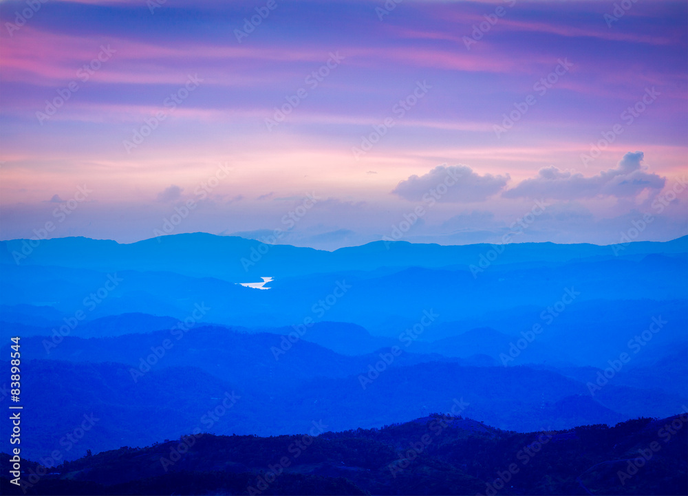 Sunset in mountains