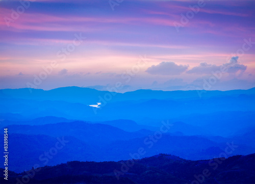 Sunset in mountains