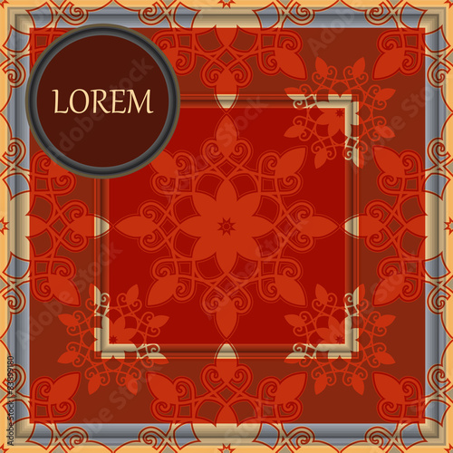 card. poster, brochure template with oriental flower. armenian o