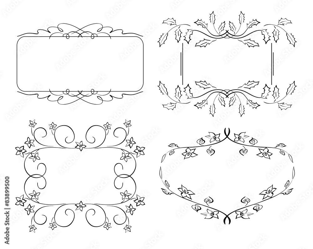 set of floral vector frames