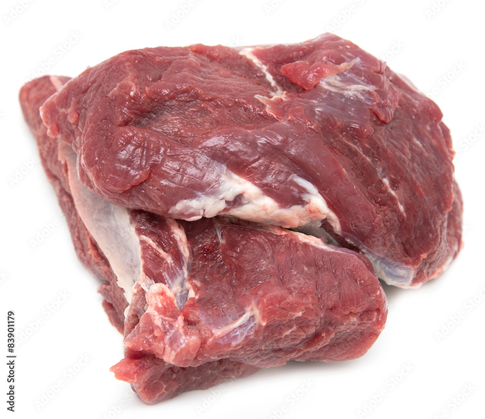fresh pulp of beef on a white background fresh pulp of beef on a white background
