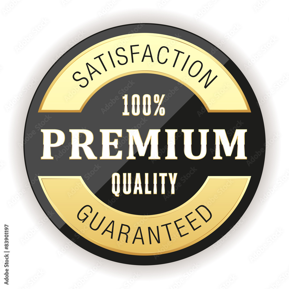 Black gold premium quality badge on white background