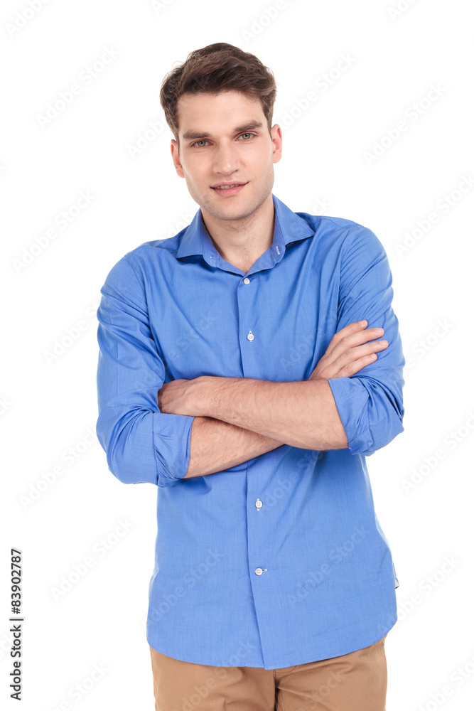 casual man holding his hands crossed casual man holding his hands crossed