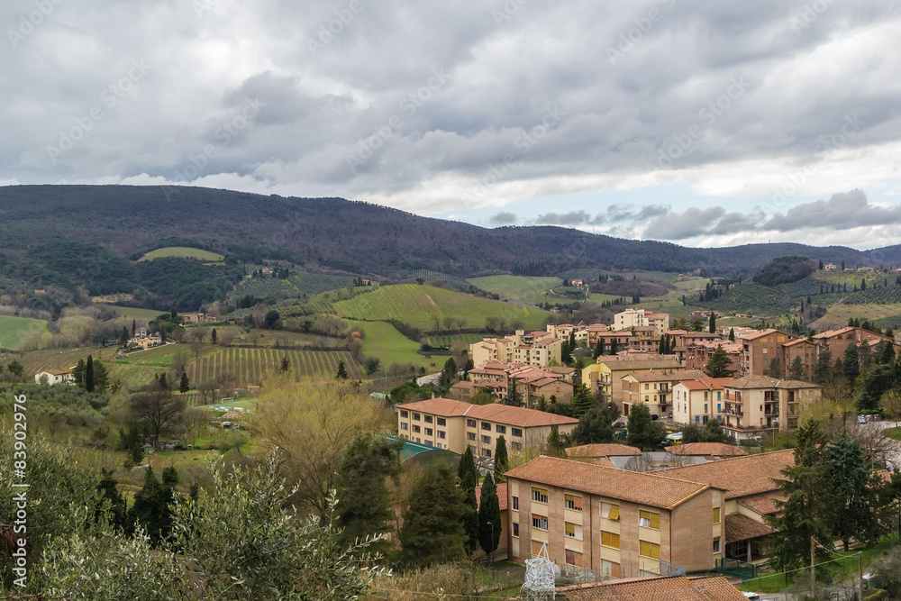 landscape around San Gimignano, Italy