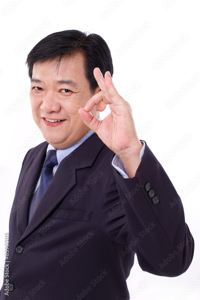 senior manager, middle aged CEO showing ok hand sign gesture senior manager, middle aged CEO showing ok hand sign gesture