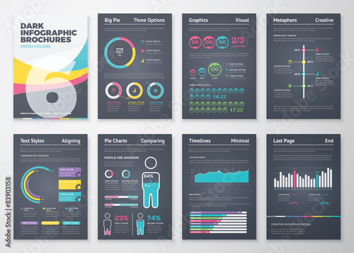 Black infographic business brochure elements in vector format