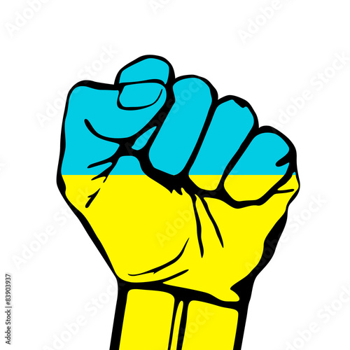 vector fist icon. colored in Ukraine flag color