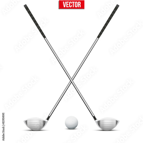 Golf clubs and ball. Vector.