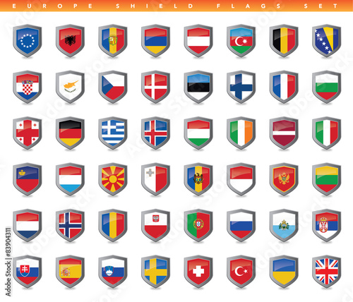 Europe Shield Flags Set