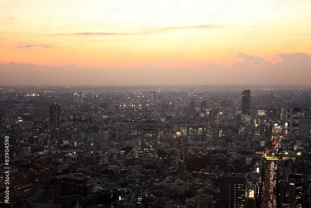 Tokyo, Japan, panorama, Skyline, sunset, buildings