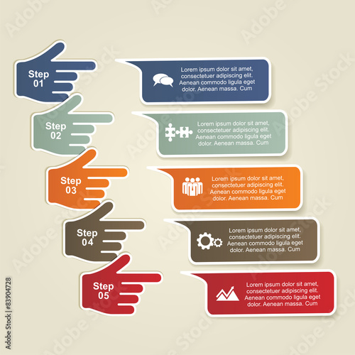 Infographic report template with hands. Vector