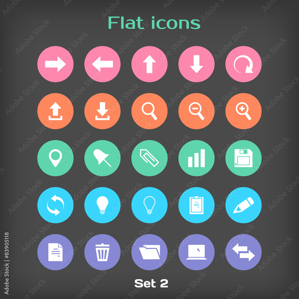Vector Round Flat Icon Set ?2 Vector Round Flat Icon Set ?2