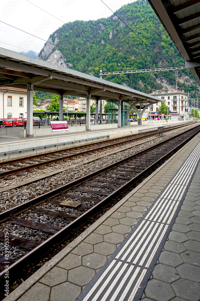 Fototapeta premium Track of train railway station Interlaken