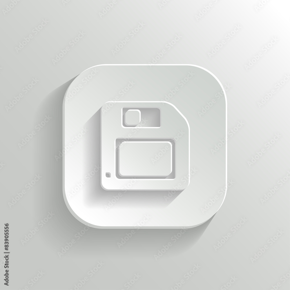 Floppy diskette icon - vector white app button Floppy diskette icon - vector white app button