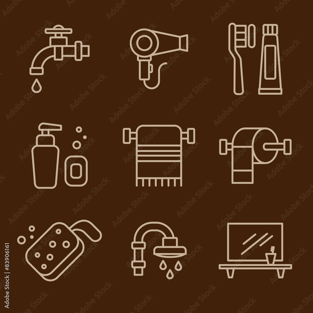 Set of Icons Bathroom Vector Set of Icons Bathroom Vector