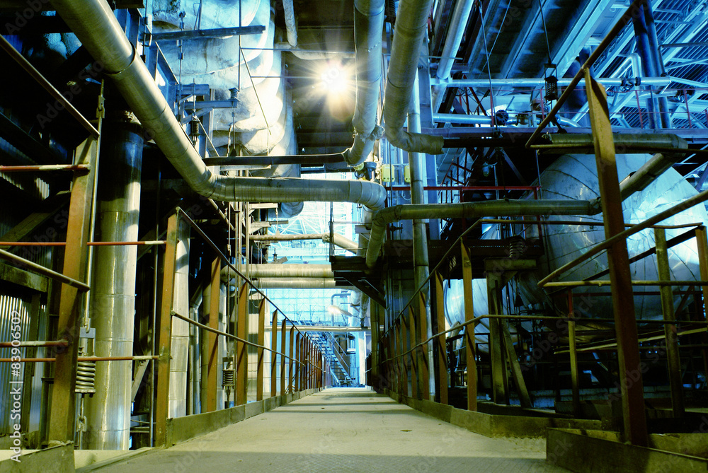 Industrial zone, Steel pipelines, valves and cables Industrial zone, Steel pipelines, valves and cables