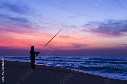 Fishing Beach Dawn Colors