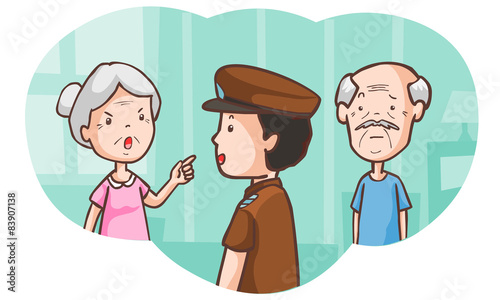 senior lovers at the police station vector