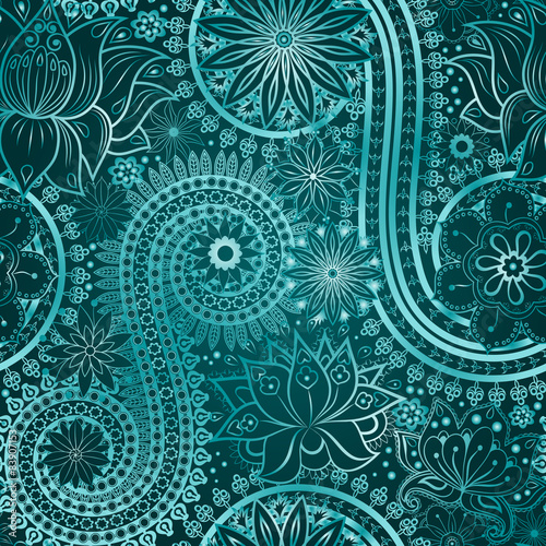 Vintage floral motif ethnic seamless background.