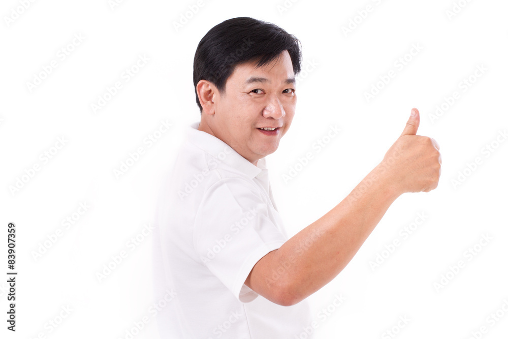 happy, smiling middle age man giving thumb up happy, smiling middle age man giving thumb up
