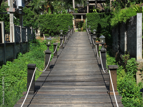 Fototapeta Naklejka Na Ścianę i Meble -  Wooden bridge on the river in krabi ,thailand