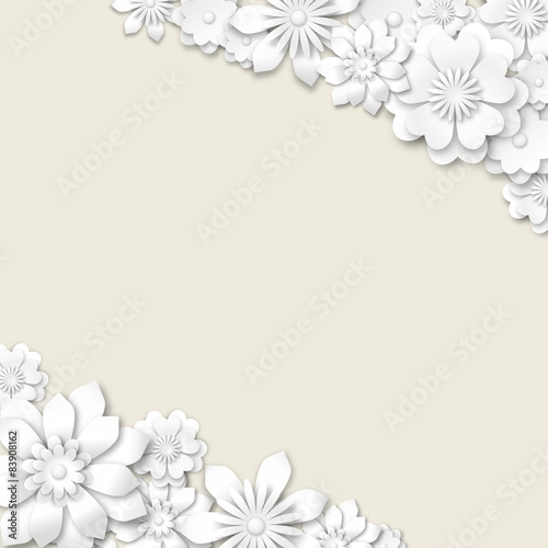 abstract wedding background with white 3d flowers