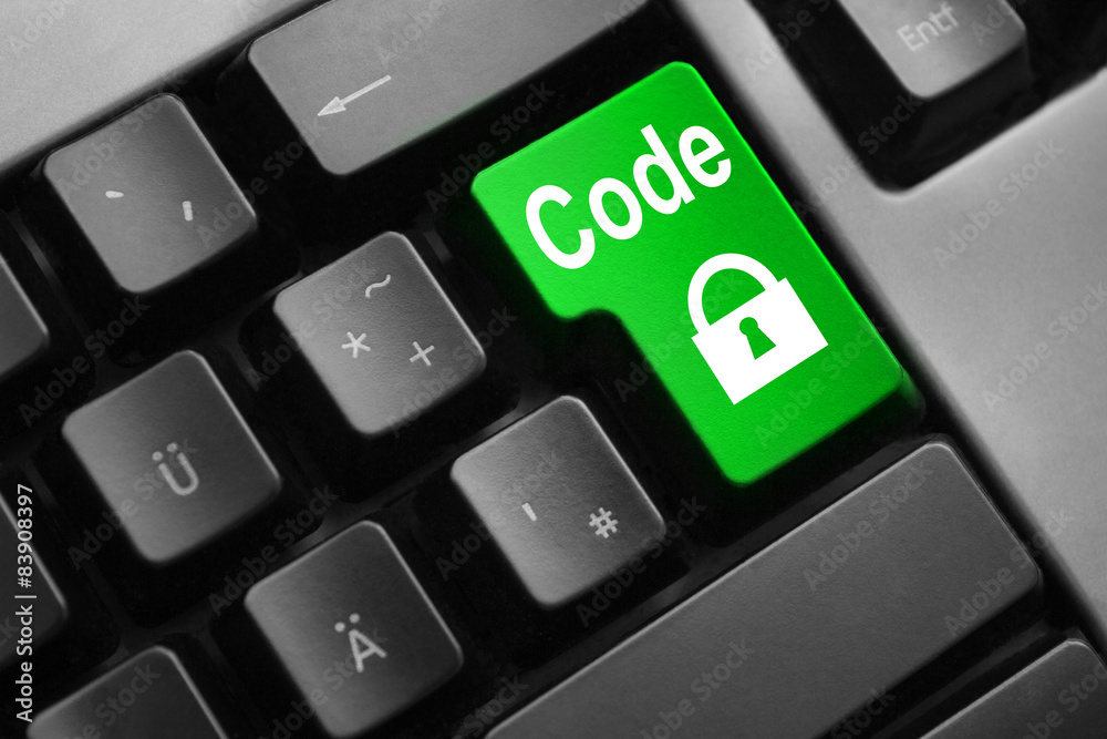 grey keyboard green enter button code lock symbol grey keyboard green enter button code lock symbol