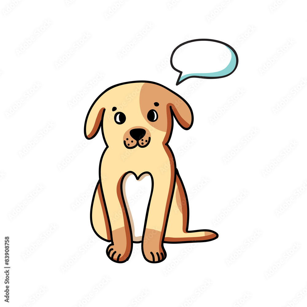Dog with talking bubble on white background Dog with talking bubble on white background
