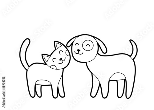 Cartoon cat and dog sketch