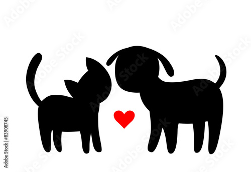 Cartoon cat and dog silhouettes