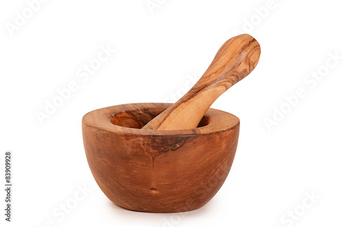 Bild auf Leinwand Mortar with a pestle isolated on white