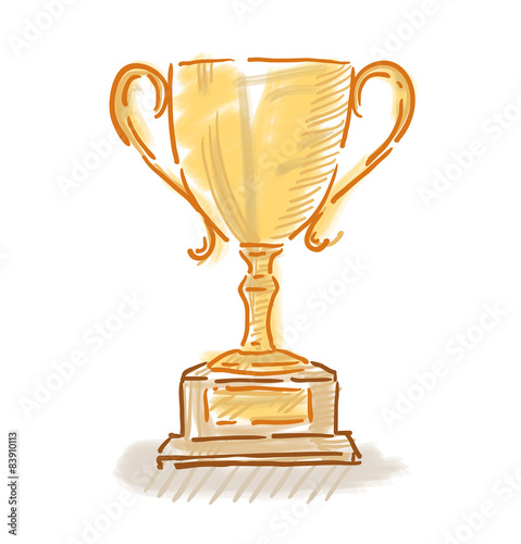 Trophy cup colorful sketch