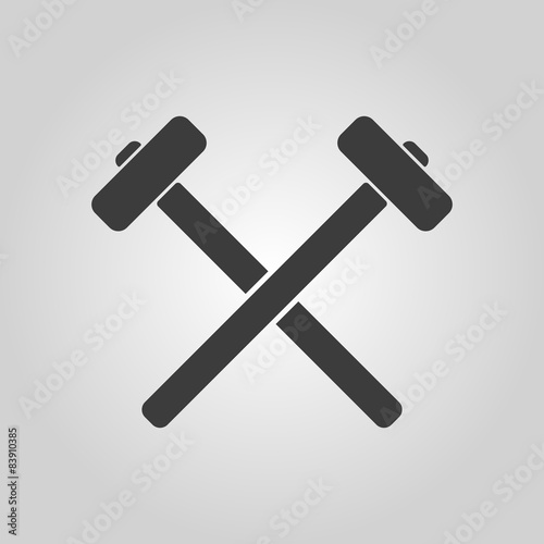 The hammer icon. Sledgehammer symbol. Flat