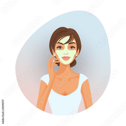 Girl spa facial mask illustration