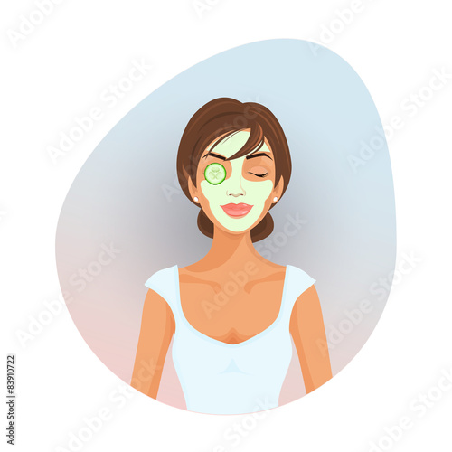 Girl spa facial mask illustration 2015