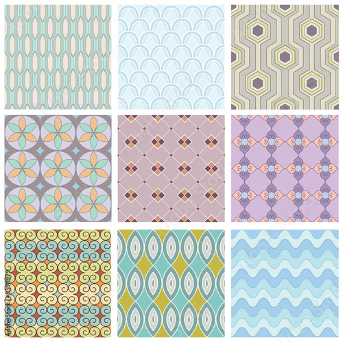 Set of geometric seamless pattern. Texture for fabric.