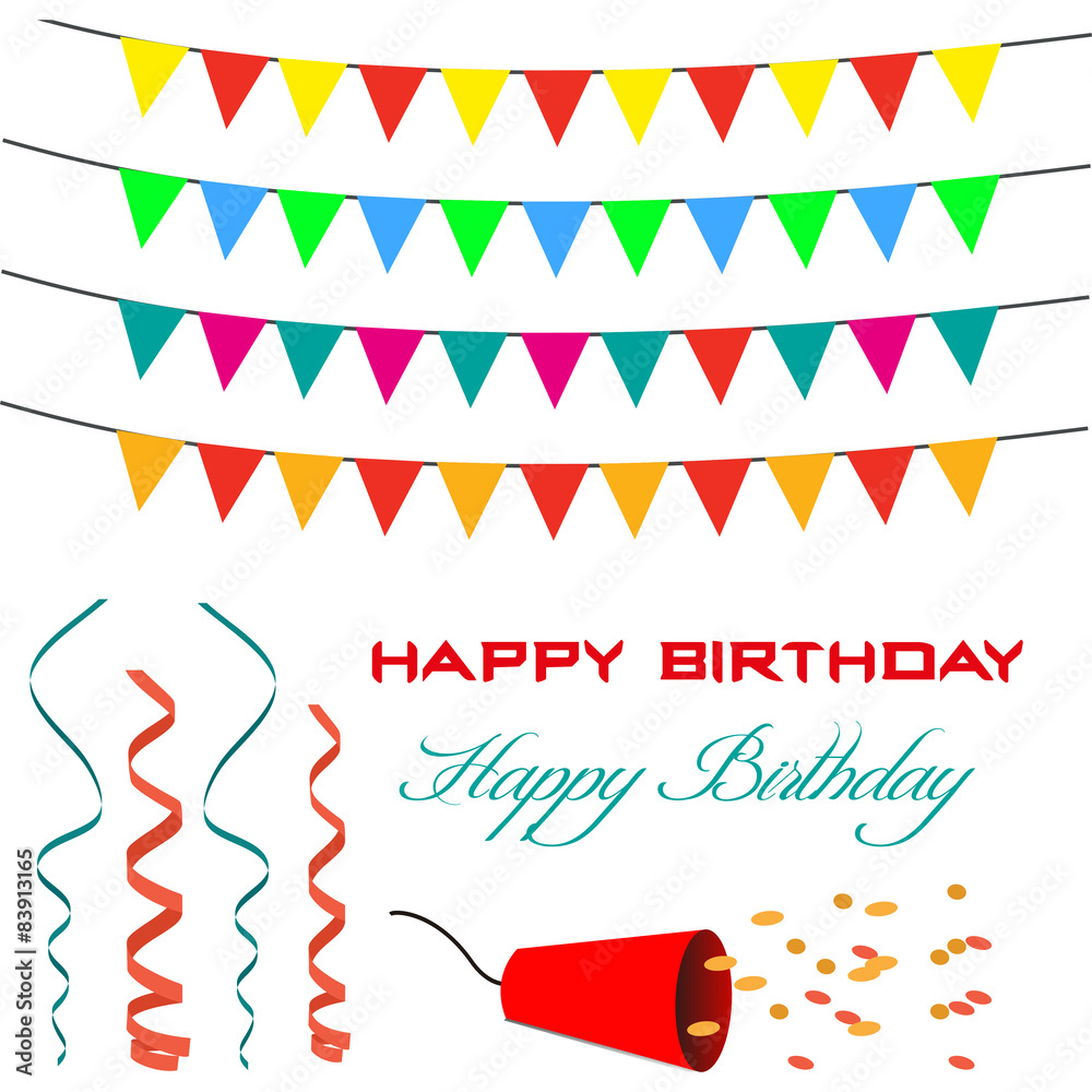 Obraz premium Garland Bunting and accessories for greeting card