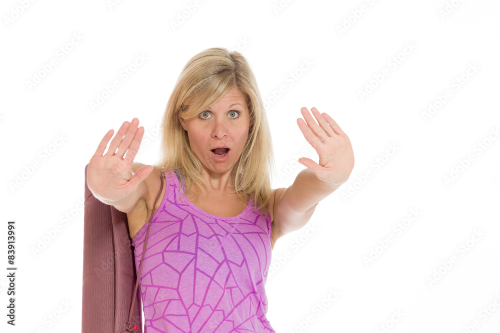 Fototapeta premium Model isolated stop sign with hand