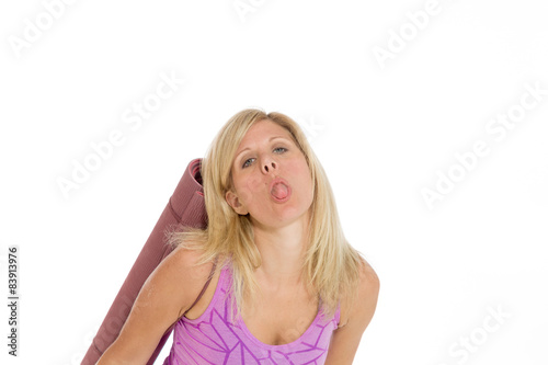 Model isolated sticking tongue out