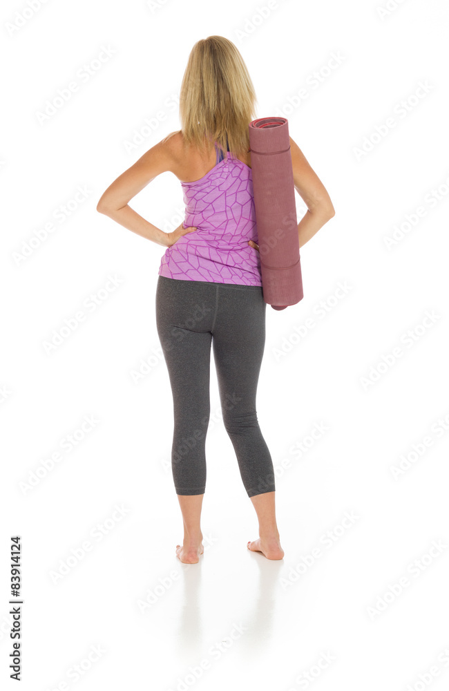 Model isolated showing her back Model isolated showing her back