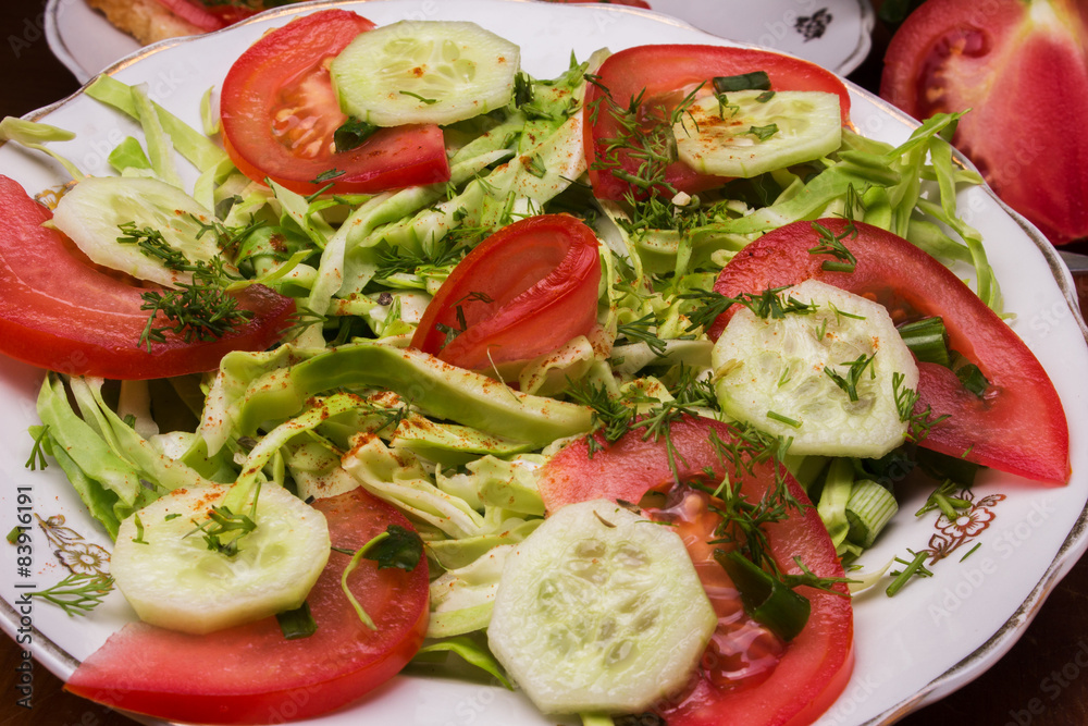 Salad with vegetables and greens Salad with vegetables and greens