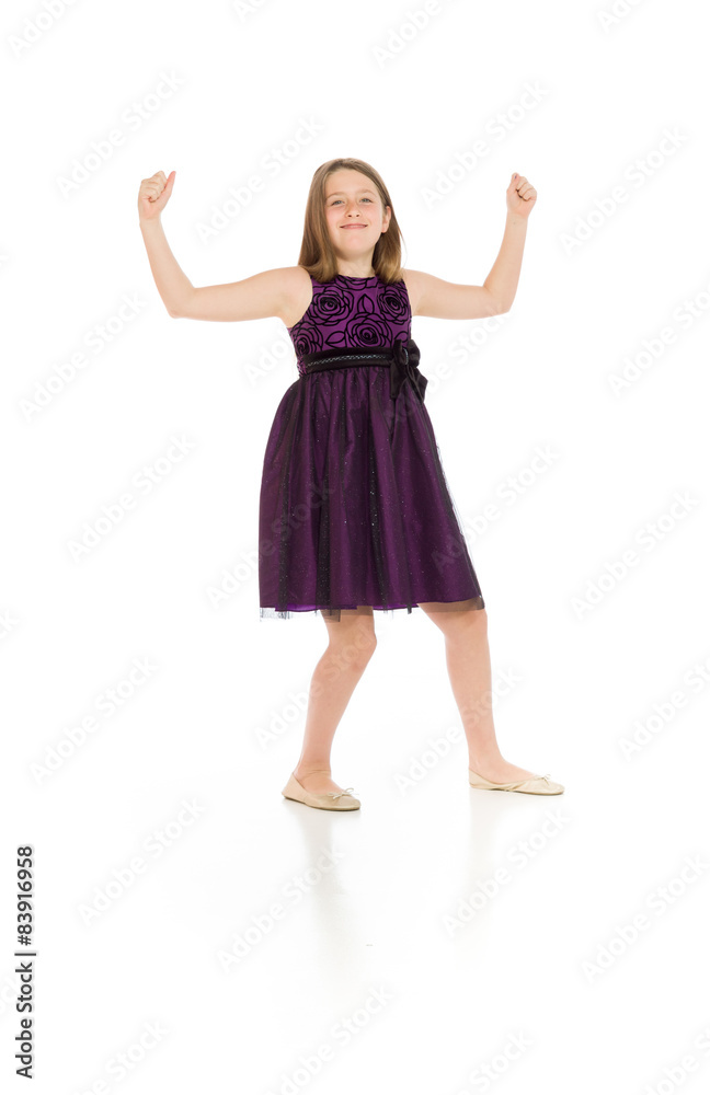 Model happy successful arms in the air Model happy successful arms in the air
