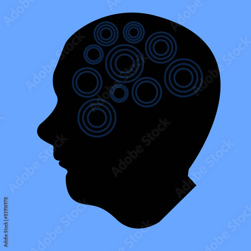 Black head with dark blue circles