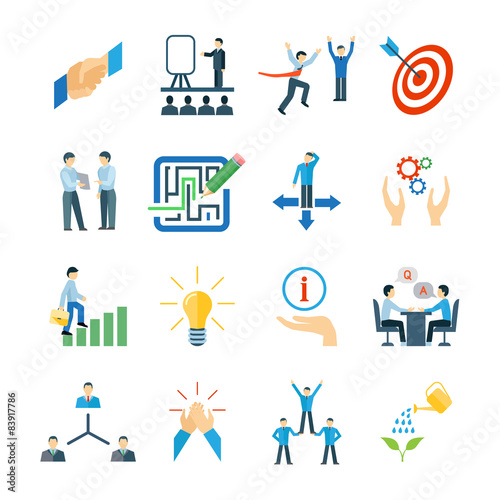 Mentoring Icons Flat Set