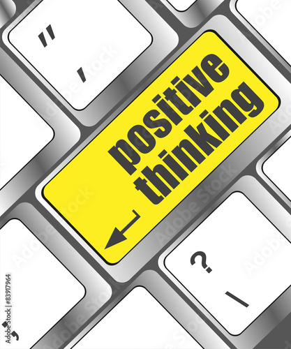 positive thinking button on keyboard - social concept