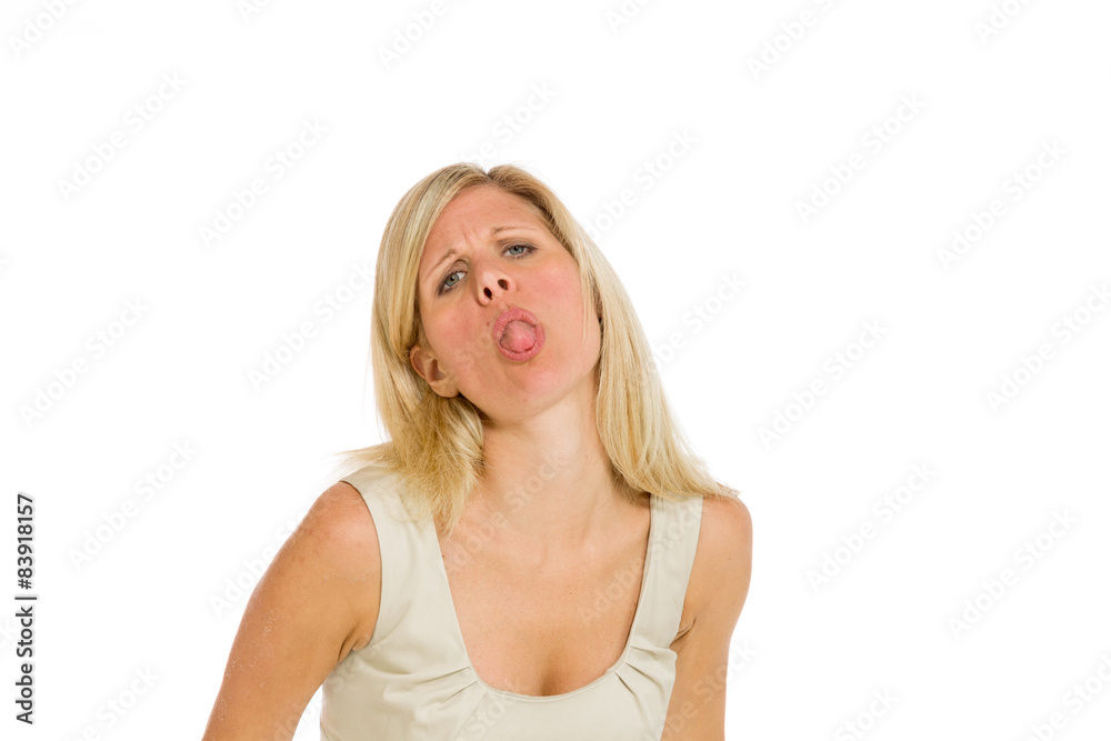 Model isolated sticking tongue out Model isolated sticking tongue out